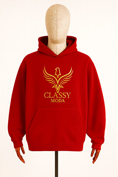 CLASSY.MODA Унисекс суитшърт с качулка - лого CLASSY MODA - 3-нишка, изгладена - удобен, ежедневен спортен стил
