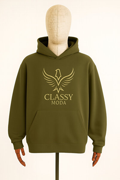 classy moda Φούτερ με κουκούλα Unisex - Λογότυπο CLASSY MODA - 3 κλωστές με α...