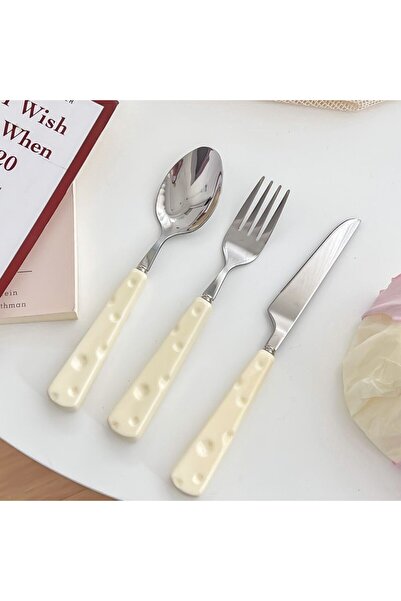 Flippy Children's Cutlery Set 3 pcs – Spoon, Fork, Knife, Cheese-Handle, 23 cm, Gold