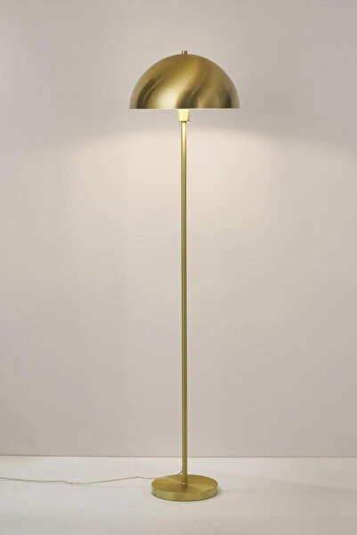 Vinner Modern Tasarım Mushroom Ayaklı Lambader Eskitme Gold Gövde Metal Abajur Lambader