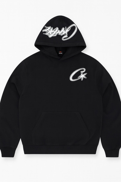 CLASSY.MODA Φούτερ με κουκούλα - Unisex - Oversize - 3 κλωστές με ανάγλυφο - Εκτύπωση με γράμματα & αστέρια