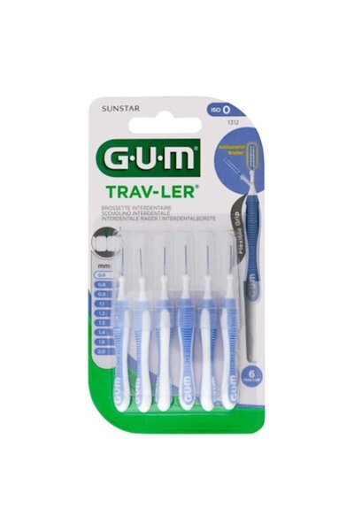 GUM Set 6 periuțe interdentare, Trav-Ler, curățare profundă, tratate cu clorhexidină, 0,6 mm