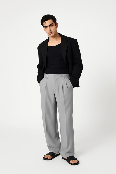 locawear Kiryus Men's Black Pleated Elastic Palazzo Pants