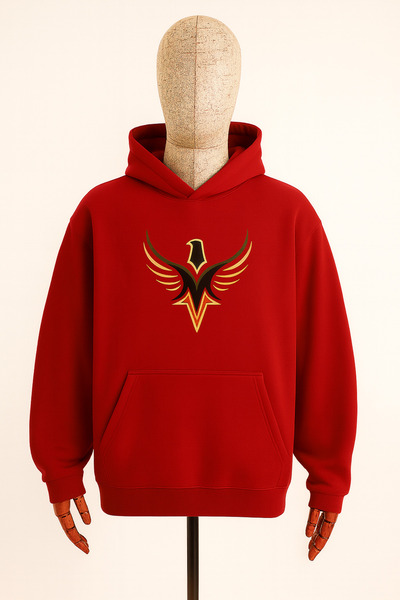 CLASSY.MODA Унисекс суитшърт с качулка - принт с емблема на орел - 3-нишка, изгладена - удобен спортен стил за ежедневието