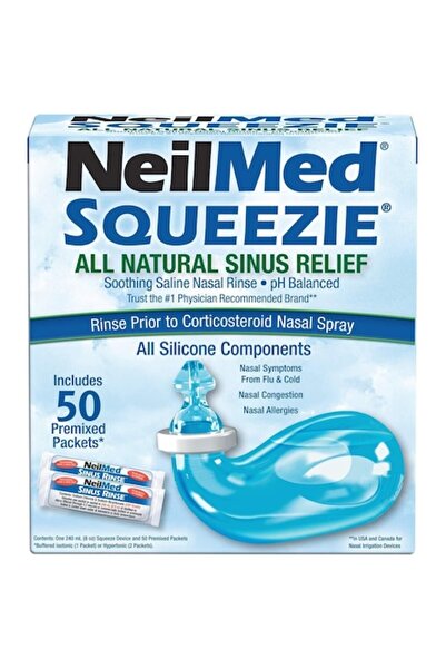 NeilMed Set irigator nazal și soluție salină, NeilMed, formă compactă prin presare, 240 ml, 50 pliculețe x 2,4 g