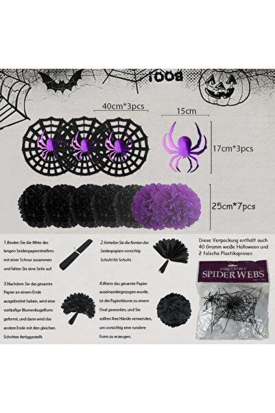 Syoulin Set of 22 Halloween decorations Syoulin, plastic/textile, black/purple