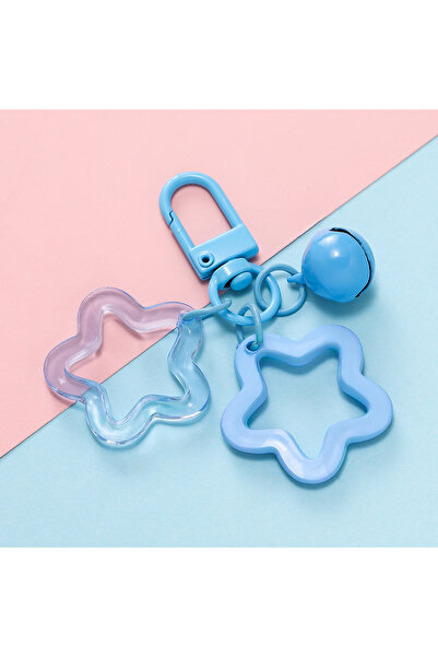 Choice Blue 1pc Acrylic Star Keychains with Small Bell Shaped Hollow Pentagram Pendants for Gift Phone Pend