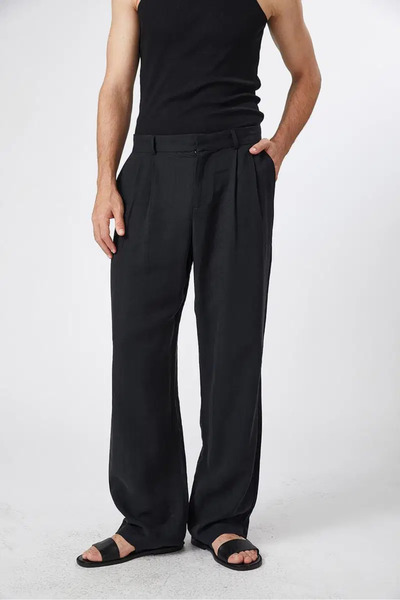 locawear Kiryus Men's Black Pleated Elastic Palazzo Pants
