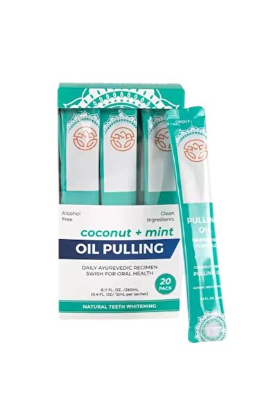 Ayurveda Σετ 20 φακελάκια έλξης με λάδι καρύδας, Αγιουρβέδα, Λεύκανση, Αποτοξίνωση, Γεύση μέντας, 20x12ml