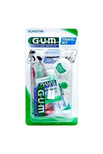 GUM Set Ingrijire Orala, Gum, Travel Kit, pentru Gingii Sensibile, Compatibil cu Aparatul Dentar, Culoar