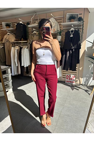 floral fashıon Women's Slim Fit Fabric Pants Ankle Length Carrot Cut with Hem Stitch Detail (Not Stretchy)