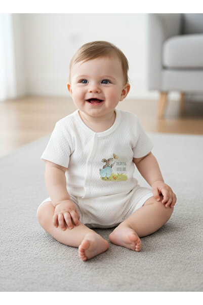 Tuğba Kuğu Jakarlı Romper Body - For Baby - Kelebekle Tavşan