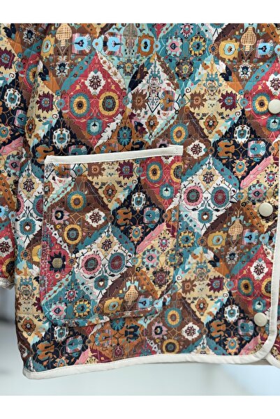 BENAHOLL Μπουφάν με μοτίβο με διπλή τσέπη με κουμπώματα Elique-BN4325 Μπλε