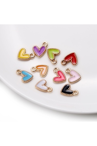 Choice مجموعة من 30 قطعة من سبائك معدنية ملونة صغيرة على شكل قلب، مقاس 9*10 م...