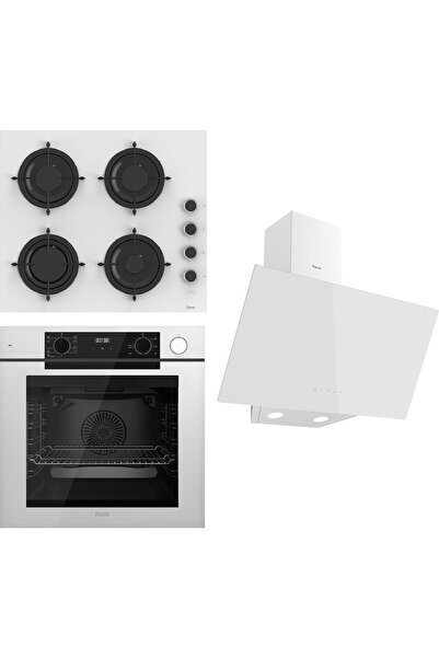 Ferre Steamart-Fryart Serisi Beyaz Set (CS206-FA + QEP64CB +D078) - Emaye Izgara