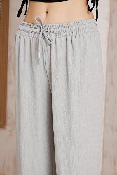 ALINTERYY Women's Elastic Waist Tiril Seersucker Fabric Palazzo Pants