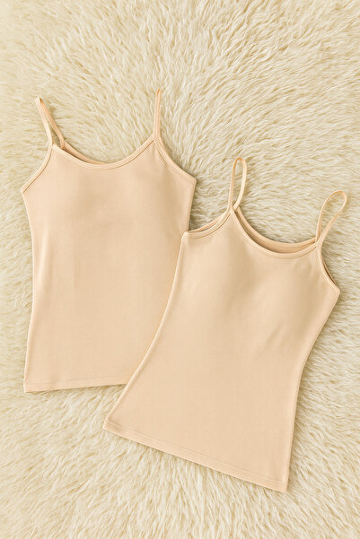 QKK Women's Bamboo Lycra Strap 2-Piece Undershirt Q6K6K1T1Ka