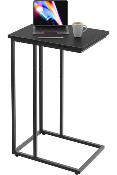 Crestj Wooden Side Table in C Shape by Innerjoin - Black