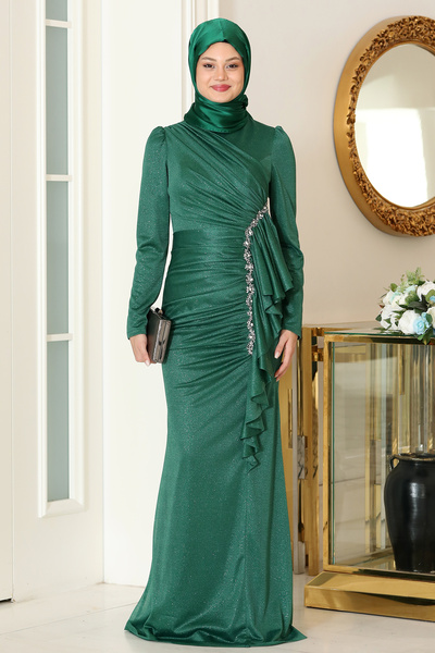 Raika Moda Sparkling Ruffle Detailed Zühre Hijab Evening Dress