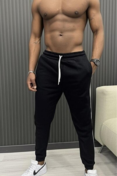 CAST COLLECTİON Men's Black Extrafor Slim Leg Summer Sweatpants