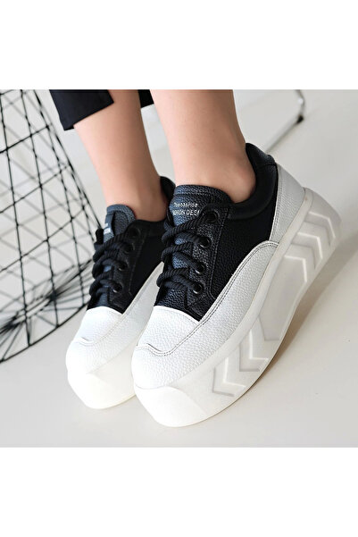 Skygo Emwa Black Leather Lace-Up Sneakers