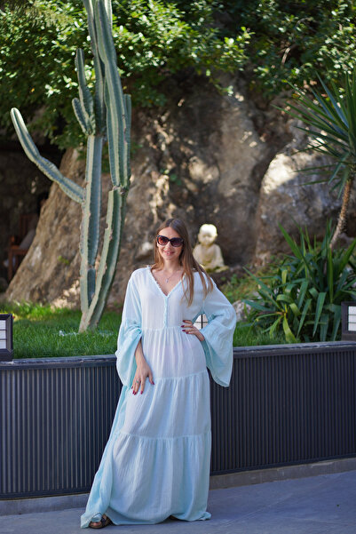 CAN ÇAPAR İKİKIZ 100% бавовна, м'ятно-зелена довга сукня