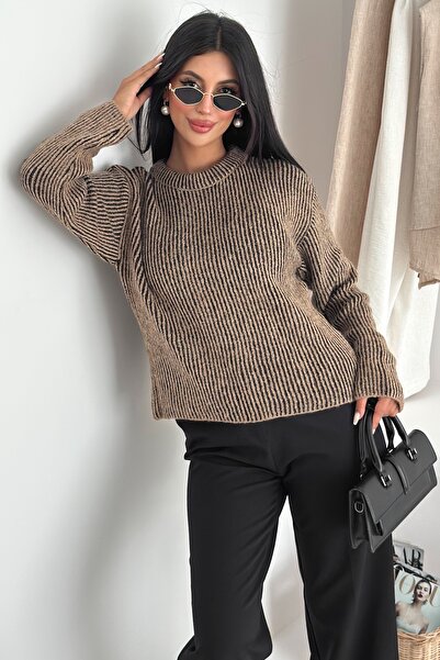 FEMELLE Women's Brown Standard Size Knitwear Sweater