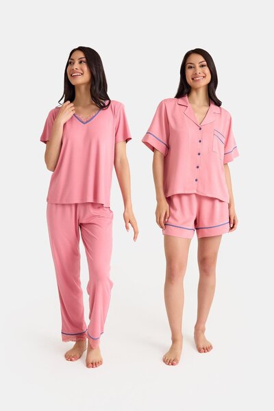 Amarelle Dream Pink Viscose 4 Piece Pajama Set
