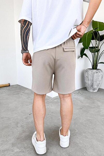 HAFKAGİYİM Cream basic fabric premium relaxed shorts