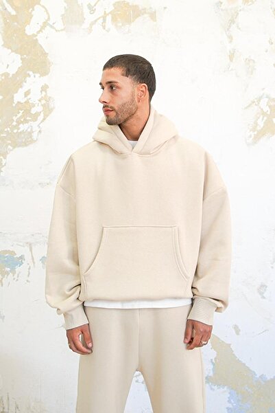 HAFKAGİYİM Krem udobna osnovna oversize majica