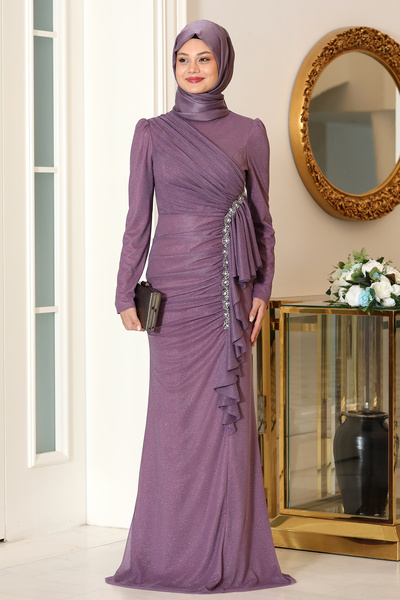 Raika Moda Sparkling Ruffle Detailed Zühre Hijab Evening Dress