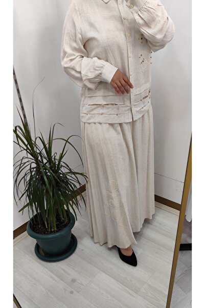 Hanım Zade Butik Ahi keten etekli takım