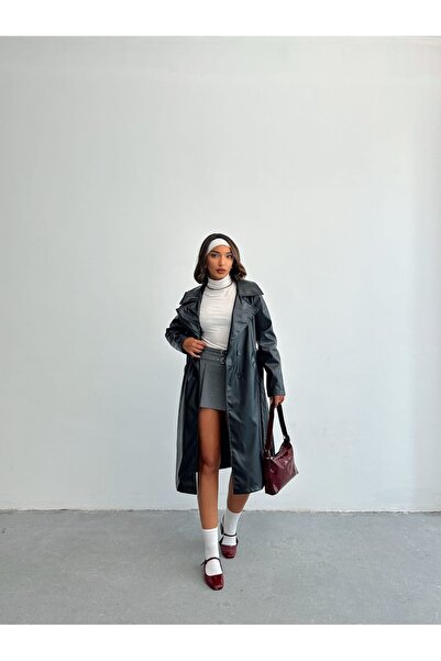 ekshe Kadın suni deri trençkot
