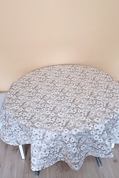 ELEGANCEV Six Lined Round Oil Canvas Table Cover -140 cm Diameter-Elg33