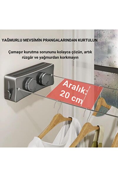 coofbe 40Kg Taşıma Kapasiteli Çelik Çamaşır Asma İpi Makinası Çamaşır Kurutma İpi Çamaşır Askılığı