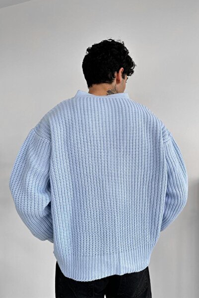HAFKAGİYİM Baby Blue Knitted Detail Knitwear Cardigan