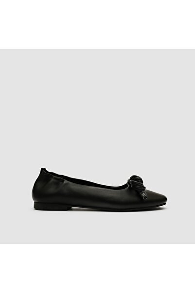 TOGO Siyah Hakiki Deri Kadın Babet Ayakkabı [060260]