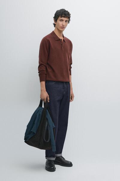 Massimo Dutti Yün karışımlı triko polo yaka kazak