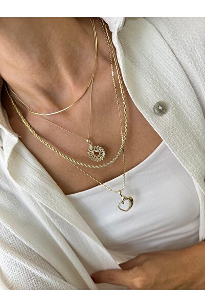 Seda Bijuteri Özel Seri Burgu Zincir Kolye 55 cm Gold