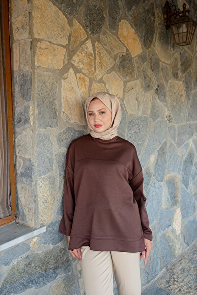 LOCCO Women's Oval Cut Tunic Brown