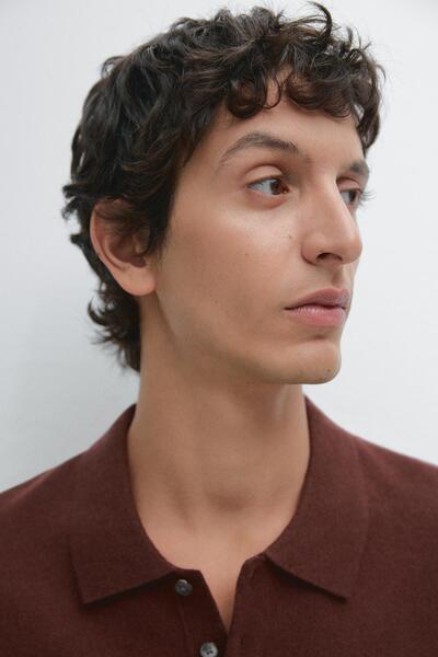 Massimo Dutti Yün karışımlı triko polo yaka kazak