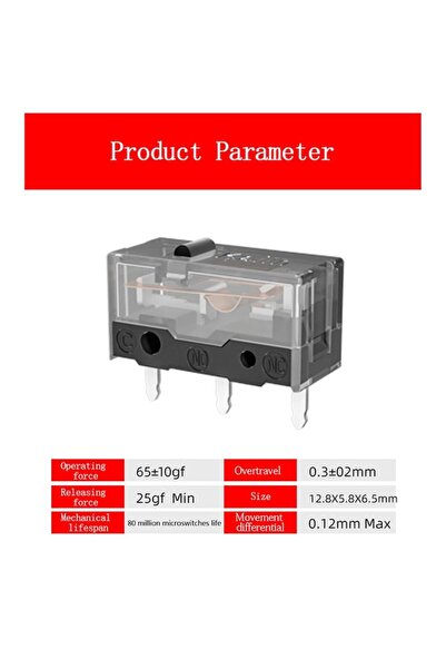 Kailh Mouse schimbător de contact, negru, microîntrerupător, GM 8.0