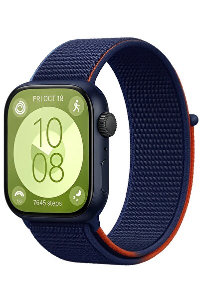 CepteToptan Huawei Fit 4 Mesh Hook and Loop Strap - Navy Blue-Orange