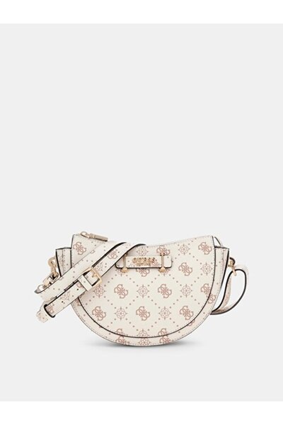 Guess Kadın Monogram Desenli Yarım Ay Omuz Çantası - Mix