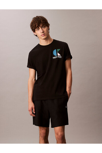 Calvin Klein Erkek Siyah Grafikli Tişört