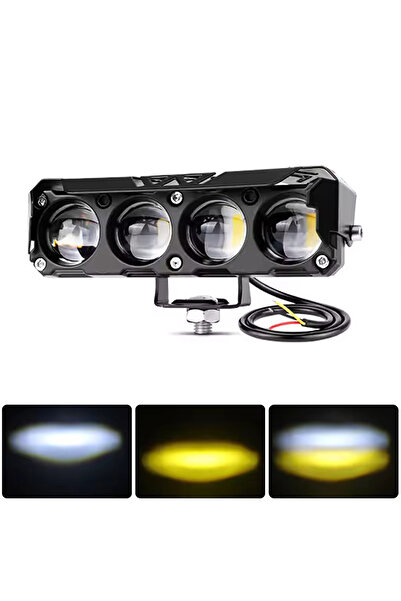 Dijipazar 4 Ledli Beyaz-Sarı Delici Led Sis Farı Off Road Kamyon Tır Forklift 12-24V Uyumlu (1 ADET)