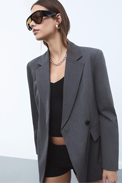 Stradivarius Asymmetric double-breasted blazer