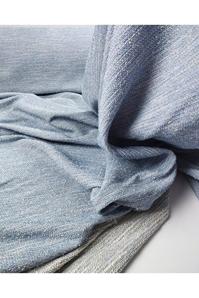 Kumaş Parça شانيل بألوان الأزرق والإيكرو، العرض: 150