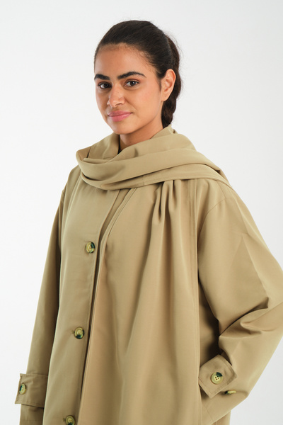 FEMMESTUDIO Kadın Haki Atkılı Trençkot