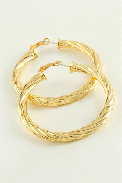 SiHako Mtxdpn Twisted Hoop Earrings (151812) 6 Cm-Yellow